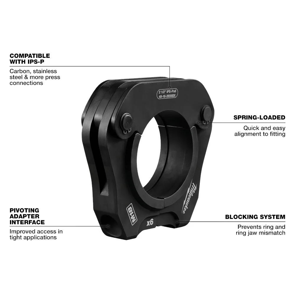 Milwaukee 49-16-2657BX 3" IPS-P Pivoting Press Ring for M18 FORCE LOGIC Long Throw Press Tool - Image 12