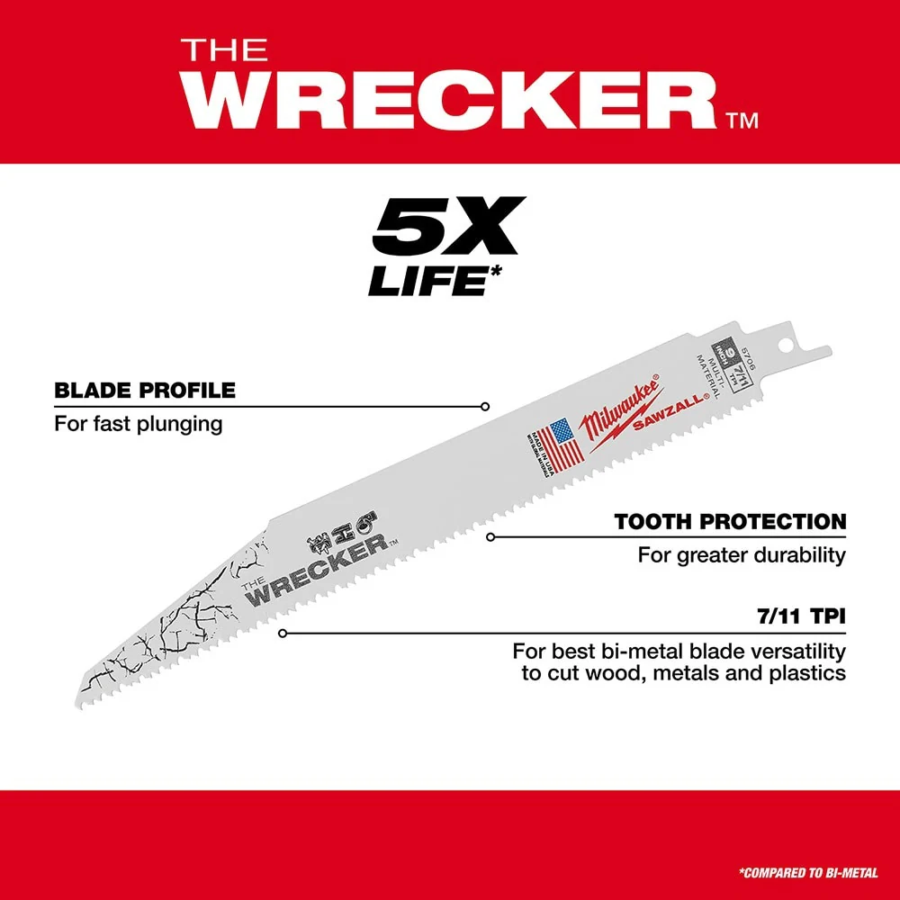 Milwaukee 49-22-1105 5 Piece Demolition Sawzall Blade Set, 6" / 9" - Image 5