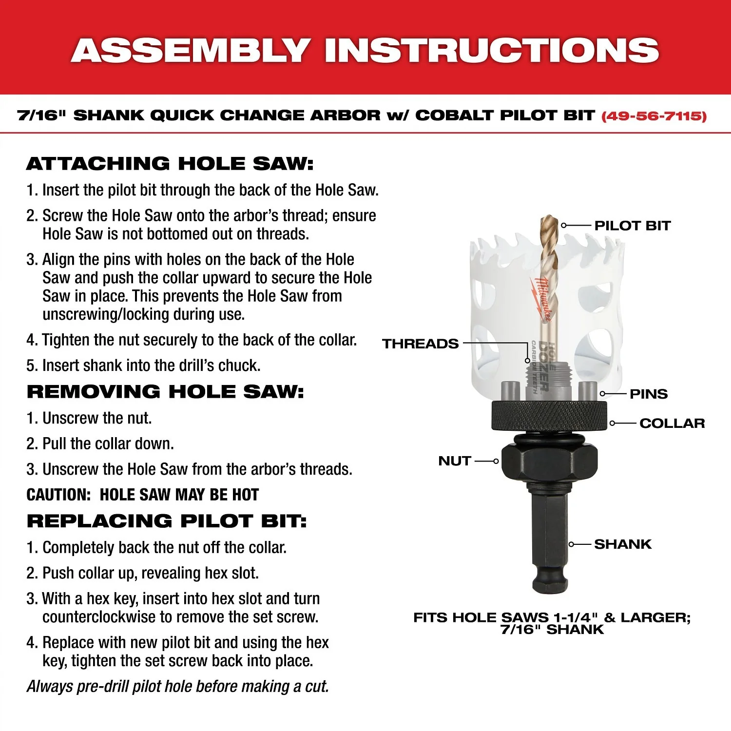 Milwaukee 49-22-4009 HOLE DOZER™ Large Diameter Hole Saw Kit - 9PC - Image 6