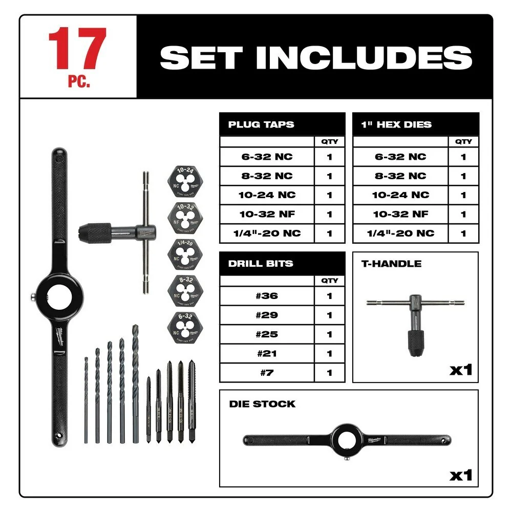 Milwaukee 49-22-5600 17PC SAE Tap and Die Set - Image 2