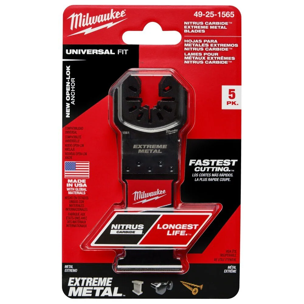 Milwaukee 49-25-1565 NITRUS CARBIDE Extreme Metal Universal Fit OPEN-LOK Multi-Tool Blade 5PK - Image 11