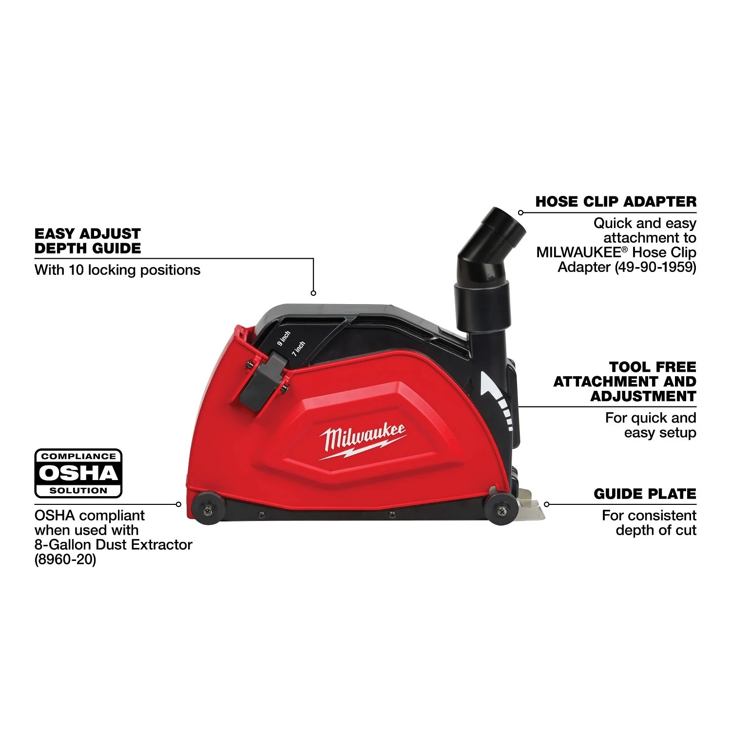 Milwaukee 49-40-6120 7" / 9" Large Angle Grinder Cutting Dust Shroud - Image 4