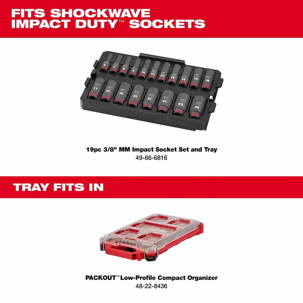 Milwaukee 49-66-6831 Shockwave Impact Duty Socket 3/8" Drice 19-Piece MM Tray Only - Image 5