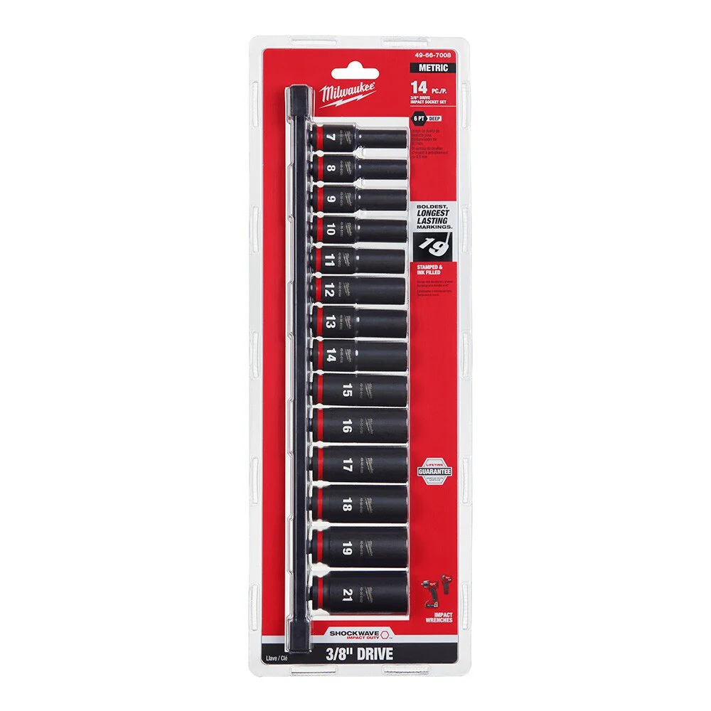 Milwaukee 49-66-7008 14PC SHOCKWAVE Impact Duty™ 3/8" Drive Metric Deep 6 Point Socket Set - Image 2