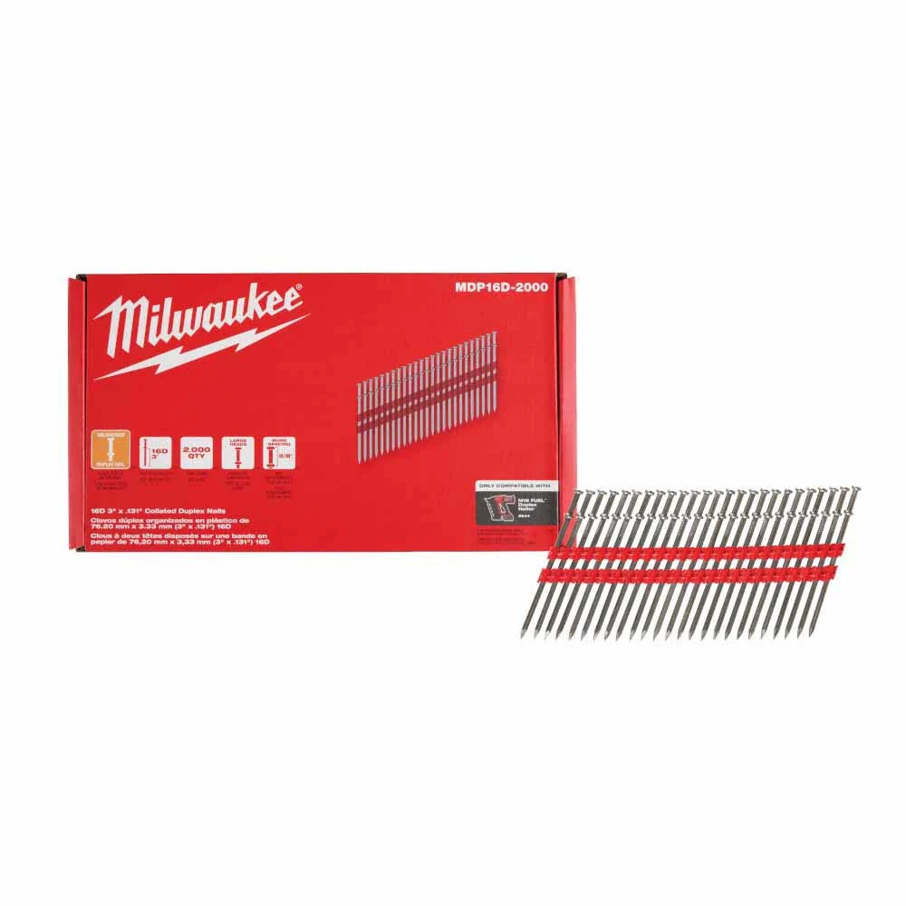 Milwaukee MDP16D-2000 Milwaukee 16D 3” x .131” Collated Duplex Nails - Image 10