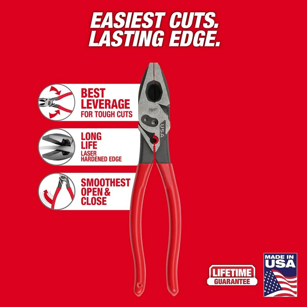 Milwaukee MT500C 9" Lineman's Dipped Grip Pliers w/ Crimper & Bolt Cutter (USA) - Image 2