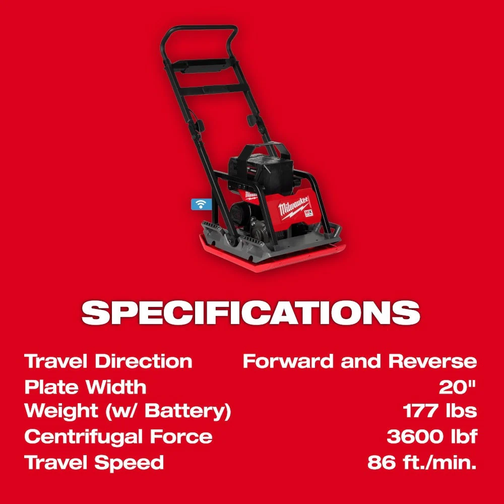 Milwaukee MXF220-2HD MX FUEL Lithium-Ion 20 in. Plate Compactor Kit with (2) FORGE HD12.0 Batteries and (1) MX FUEL Super Charger - Image 13