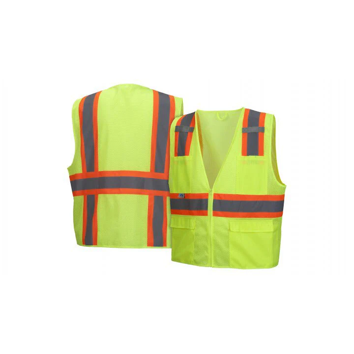 Pyramex RVZ2310XL Safety Vest - Hi-viz lime - All mesh - Size Extra Large - Image 3