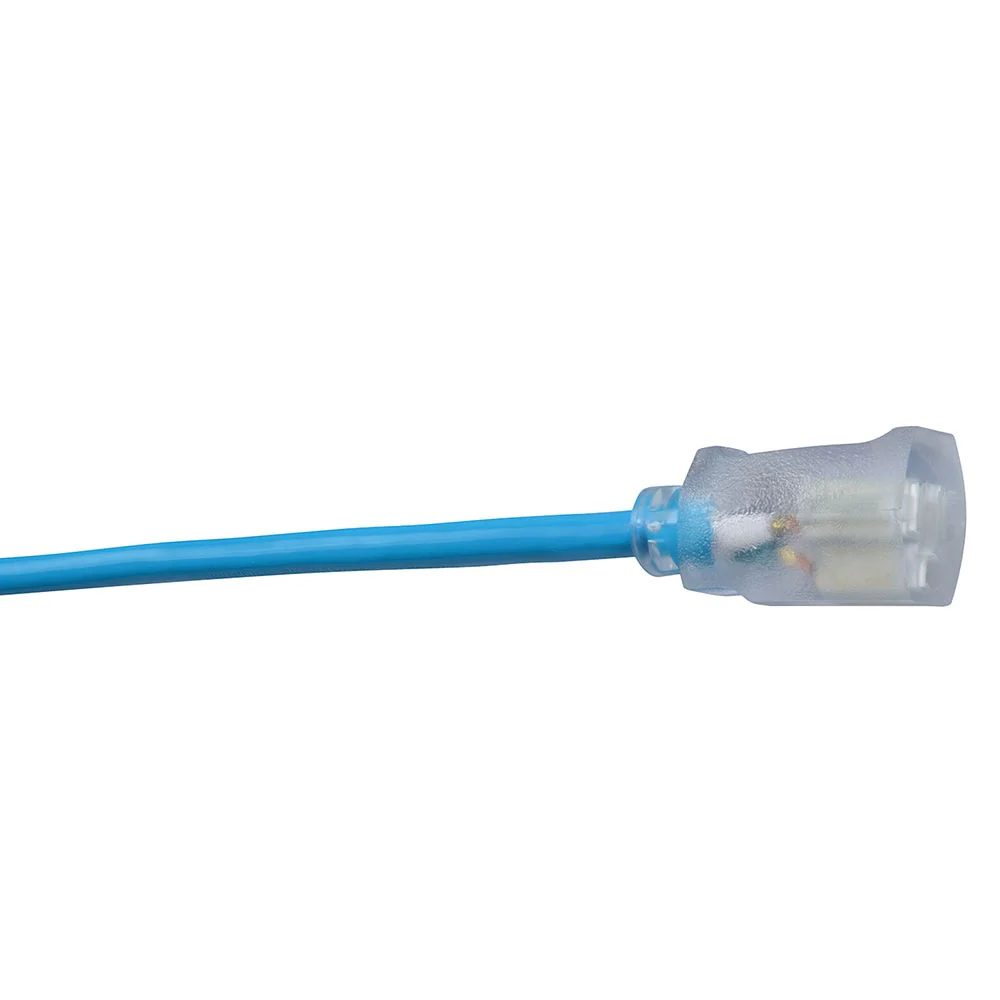 Southwire 2579SW000H 12/3 100' SJTW Cool Blue Extension Cord with Lighted Ends - Image 3